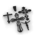 Model imprimat din râșină cruce, înălțime 44 mm